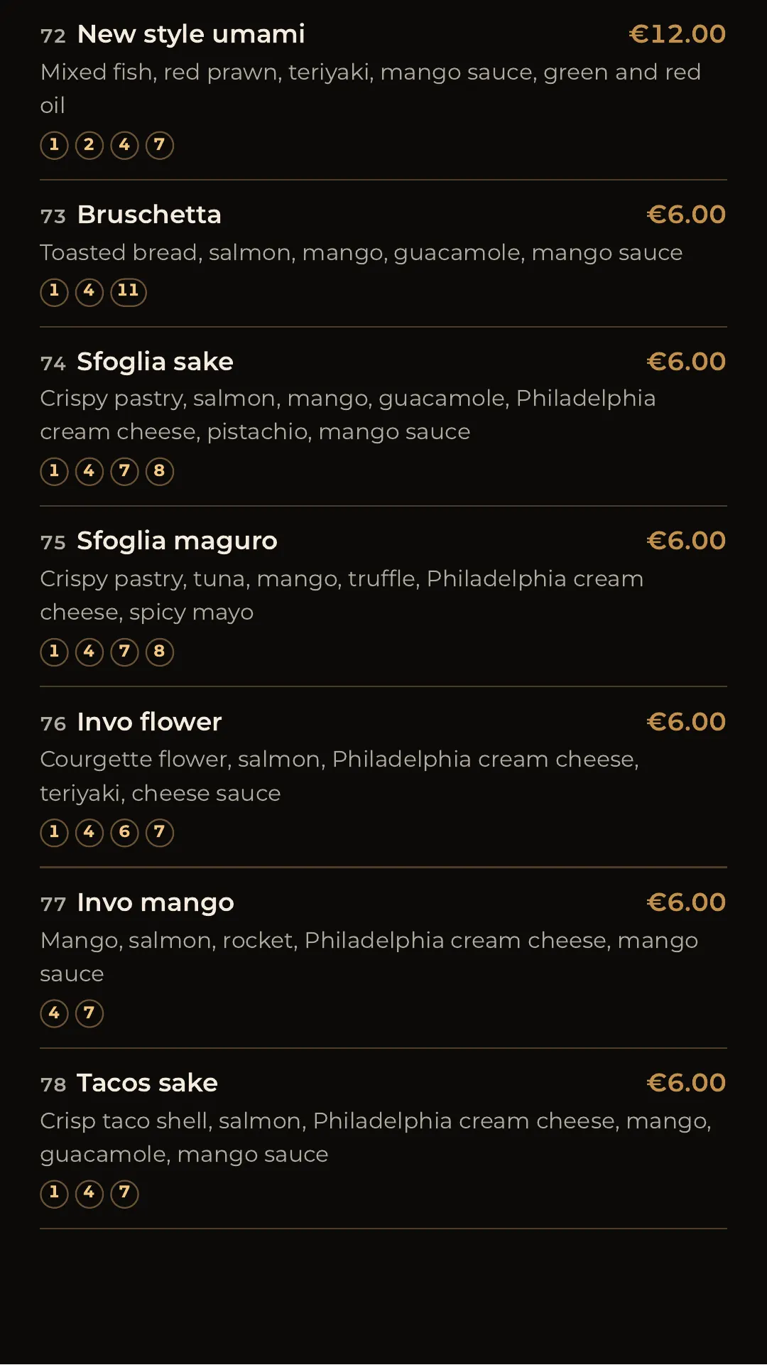 Full menu, page 4 of 32