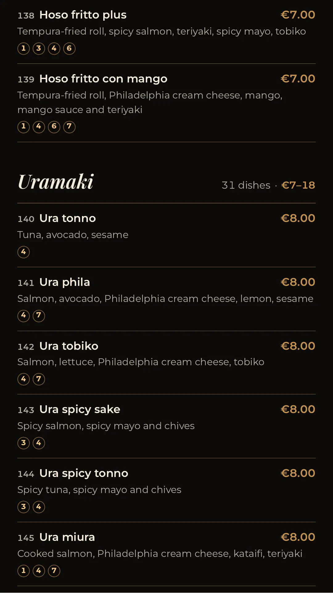 Full menu, page 13 of 32
