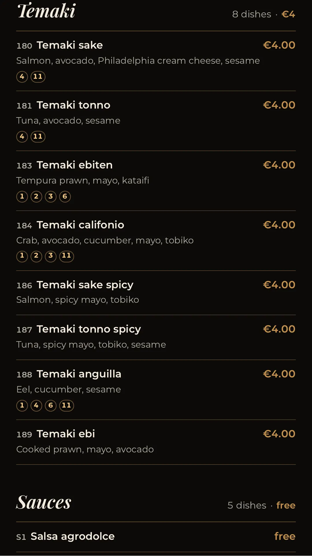 Full menu, page 18 of 32